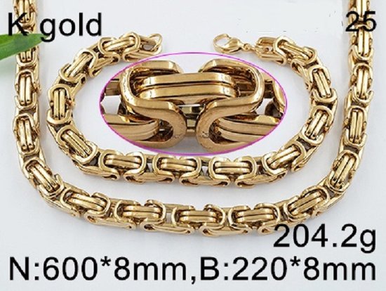 RVS Set koningschakel ketting en armband dikte 8 mm 3957