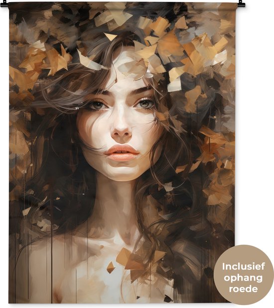 Wandkleed 120x160 cm - Wanddoek Vrouw - Portret - Abstract - Kunst - Wandtapijt - Wandkleden