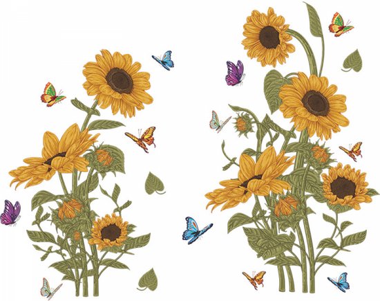 1 pièce - Stickers muraux - Décoration murale - Sticker fenêtre - Décoration maison - Fleurs - tournesol - papillon - Cadeau - 30*90cm - pvc - stickers fleurs de jardin - Coloré - pour autocollant de porte ou autocollant de fenêtre