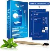 Transparante Teeth Whitening Strips - Inclusief Bamboe Tandenborstel - Whitestrips - Tanden bleekstrips - Whitening Kit - Tanden bleken - Tandenbleekset
