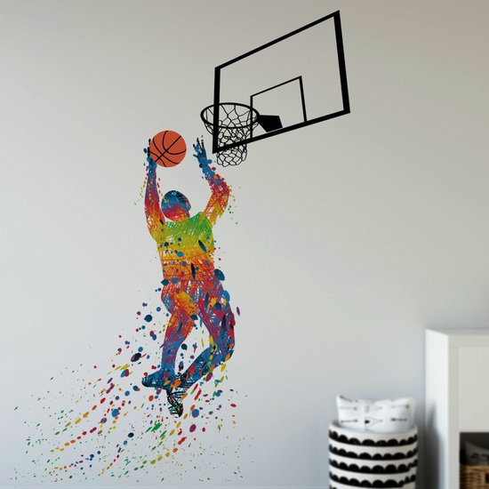 Muursticker - basketbalspelers silhouet - voor basketbal kinderen tieners jongens kamers - 127*90 cm - sport muurstickers