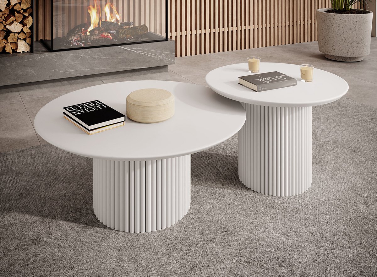 Meubella - Salontafel Mixx - Wit - Set van 2