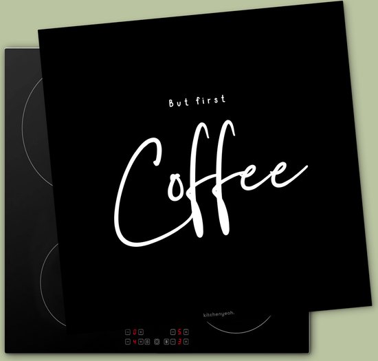 KitchenYeah® Protection plaque induction 60x60 cm - Noir - Citation - Mais d'abord le café - Protege plaque de cuisson - Couvre plaque induction - Protecteur d'induction - Cuisine
