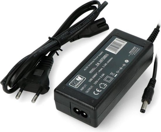 Adapter - 12V - 5A - 60 Watt Voeding