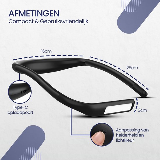 Techspot© Multifunctionele Neklamp - LED - nekleeslamp - Werklamp/klussen/haakwerk - USB-C - Oplaadbaar - Hardlopen - 3 kleurstanden - 270° Roteerbaar - dimbaar van Techspot — afbeelding 4