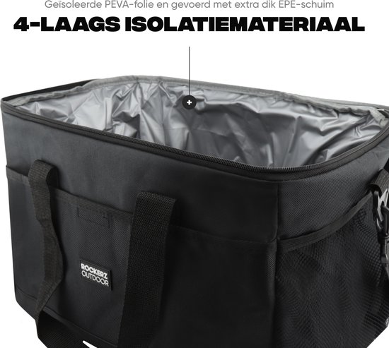 Rockerz Plein air - Sac isotherme - Sac à lunch 30 litres - Zwart - Incl 2 éléments de Éléments de refroidissement