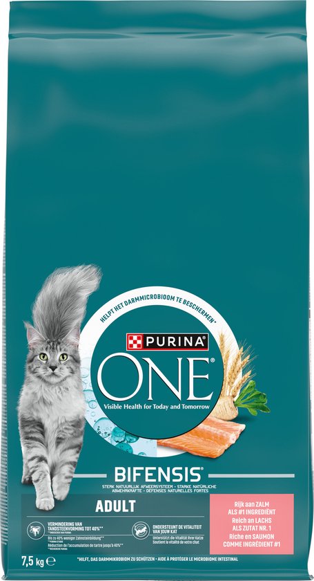 PURINA ONE Adult - Kattenbrokjes - Zalm & Volkoren Granen - 7.5 kg