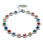 Tennisarmband dames met kleurrijke zirkonia stenen - Lengte armband 15 + 3 cm - Ø 7 mm