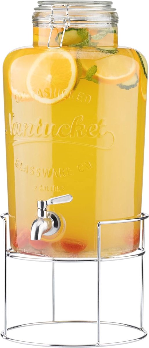 Glazen drankdispenser 8L met kraantje - Elegante limonadetap voor feestjes