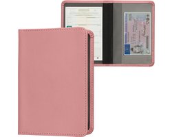 kwmobile hoes voor kentekenbewijs en rijbewijs - Beschermhoes met pasjeshouder in perzik - Imitatieleer