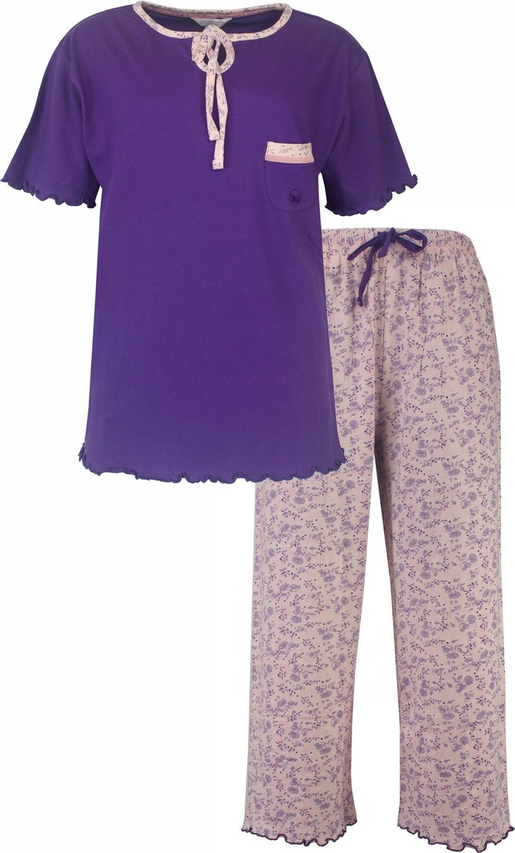 Tenderness Dames Pyjama - 100% Gekamde Katoen - Paars