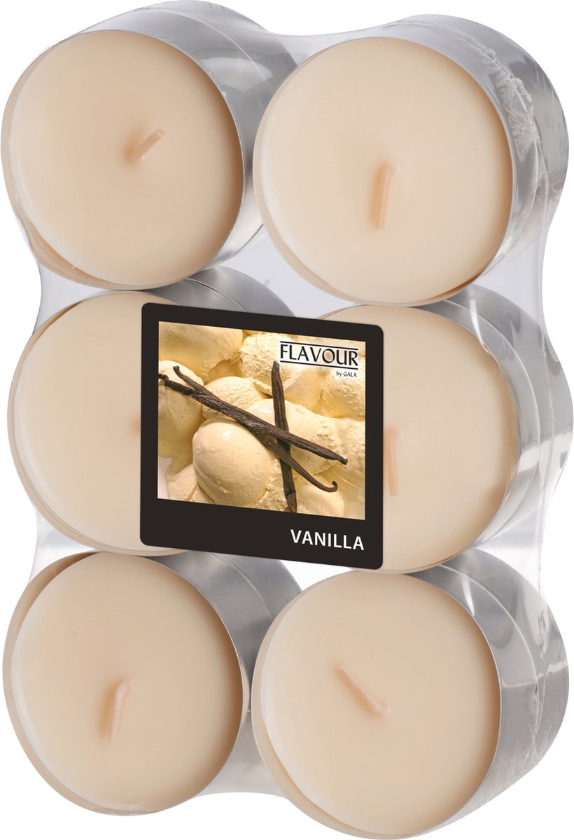 Conpax Candles Geur theelichtjes/waxinelichtjes - Maxi - 12x - vanille aroma - 8 branduren