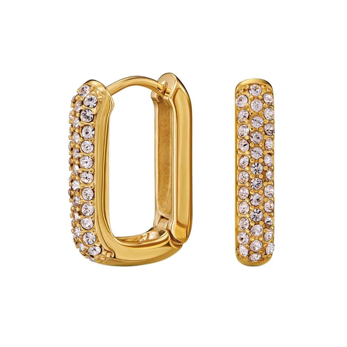 Traveller Oorringen - Oorbellen Dames - Goudkleurig - Edelstaal - Kristallen - Preciosa Crystals - 20 x 14 mm - Oorstekers - 166333