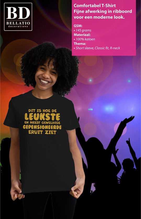 T-shirt cadeau Bellatio Decorations pour femme - retraite - meilleur collègue - noir - paillettes dorées - adieu XXL