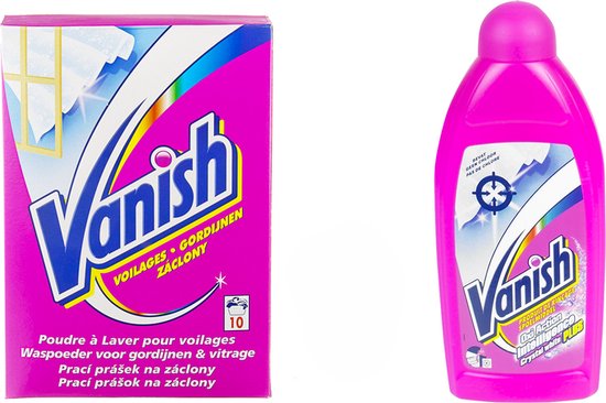 VANISH Lessive En Poudre Pour Rideaux Witte Voile Tulle & Dentelle 600g + Produit de rinçage 500ml
