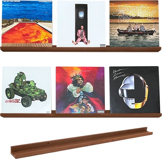 VinylCrafts - LP Wandplank - Walnoten wandplank - 99 cm - LPs aan de muur - LP opbergsysteem aan de muur - Zeer geschikt voor foto's