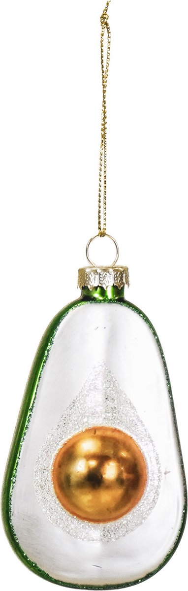 Housevitamin Kersthanger - kerstbal - Advocado - Glas - Groen - 5,5x4x9,5cm
