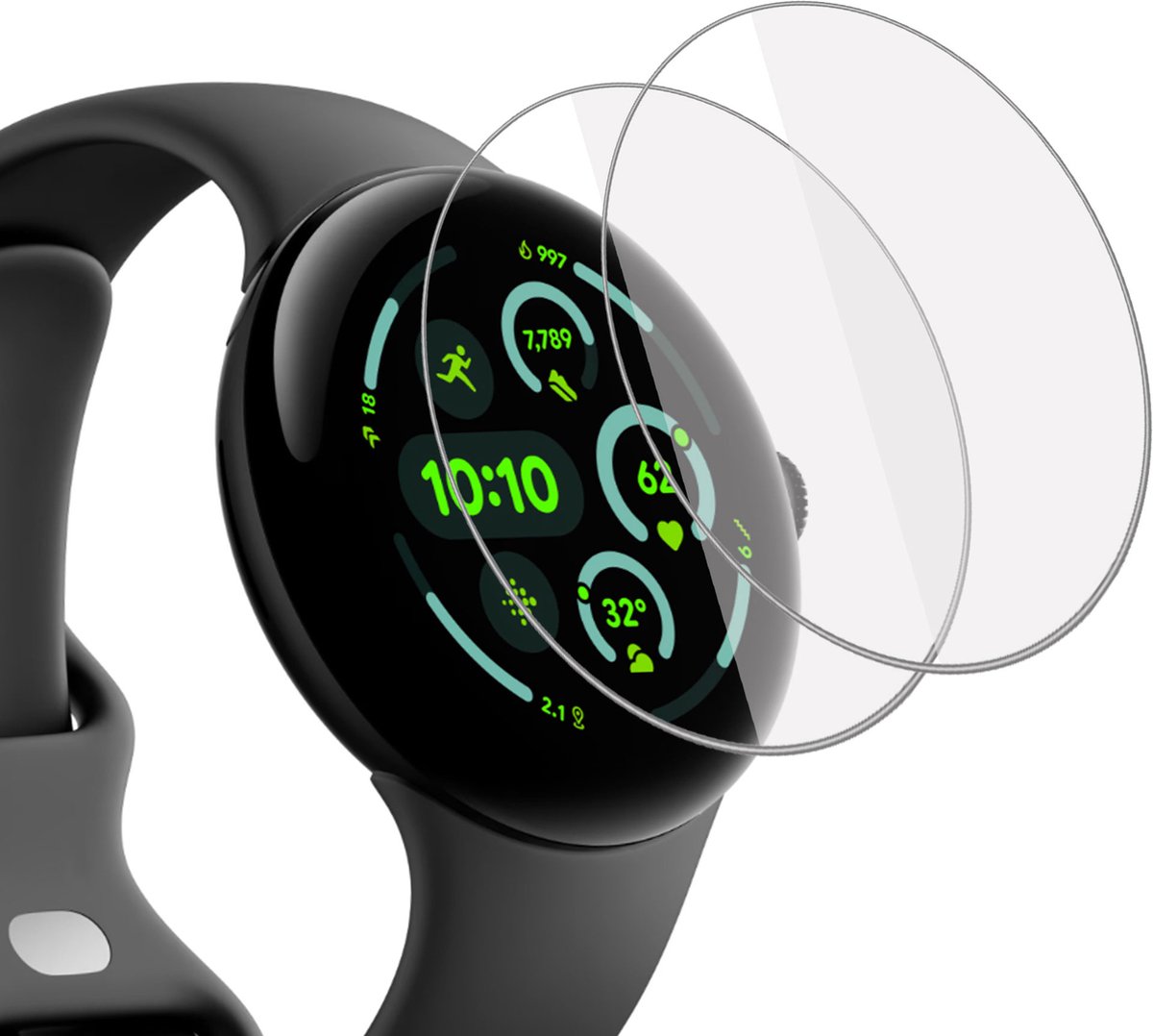 2x Geschikt voor Google Pixel Watch 3 45 mm - Screenprotector - Beschermglas Folie