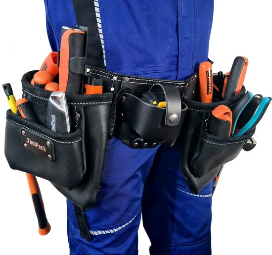 Poche outils pro double en cuir tanné avec ceinture Mondelin