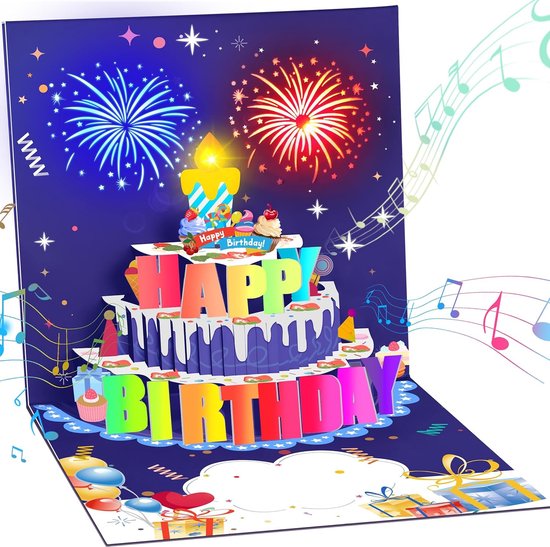 BOTC Greeting Happy Birthday Card - Popupkaarten - Licht en Muziek - Grappige Verjaardags Kaart - 3D wenskaart