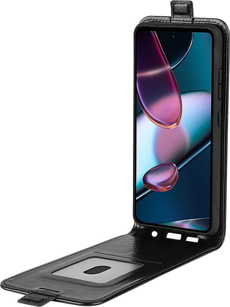 Cazy hoesje geschikt voor Motorola Edge 30 - Flip Case met Pasjeshouder - Zwart