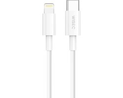Lightning Kabel naar USB C - Geschikt voor Apple iPhone 14/13/12/11/X - Fast Charging Datakabel - Wit - 1 Meter - WiseQ
