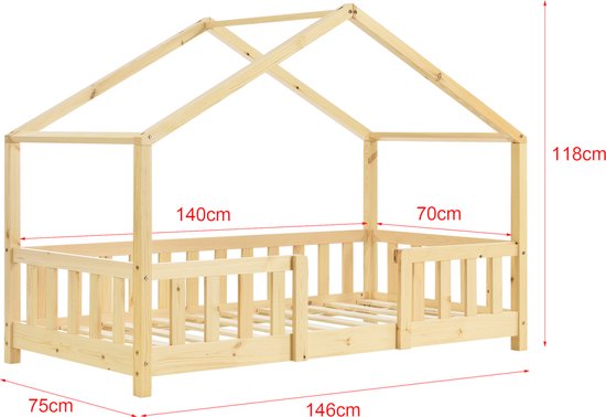 Kinderbed Treviolo met uitvalbeveiliging 70x140 cm hout