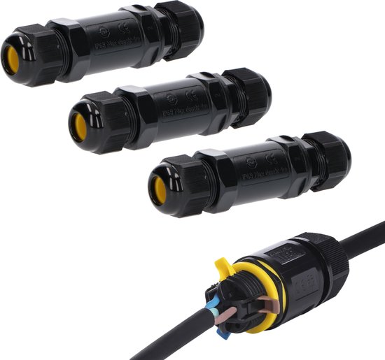 Connecteurs de câble LED's Light PRO - Étanche IP68 - Connecteur I 3P - 4-14 mm - Paquet de 3