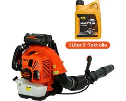 Kibani Bladblazer Benzine 75.6 cc / 5 pk - Incl. 2T Olie - Luchtsnelheid 332 km/h – 3700W - Ruggedrager - Bladblazers