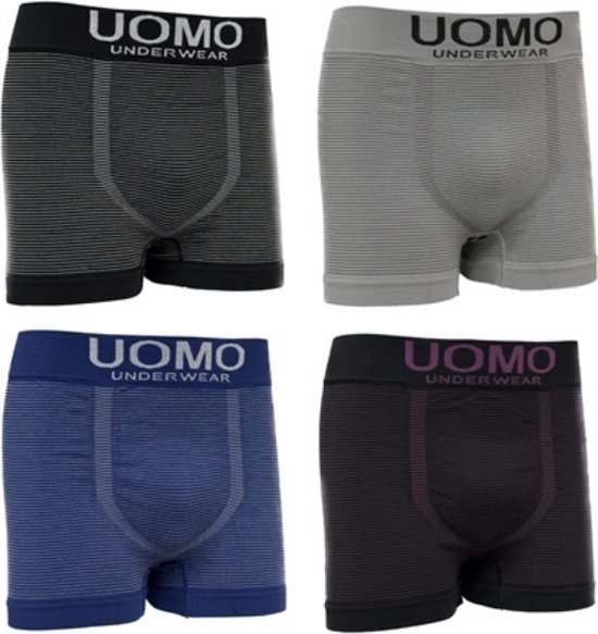 Nuofengkudu Lange boxershorts voor heren, naadloos katoenen ondergoed (4 stuks), 4XL