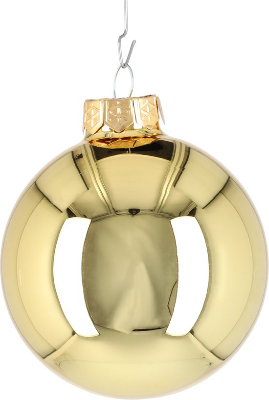 Boules de Noël en Verres - Décoration de Noël - Décorations de Noël - 80mm - Bright Gold Shine - Balles de verre pour le sapin de Noël ! - 16 pièces