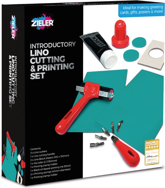 Zieler Linoleum Starterset - Lino Cutting & Print Set - 14-delig