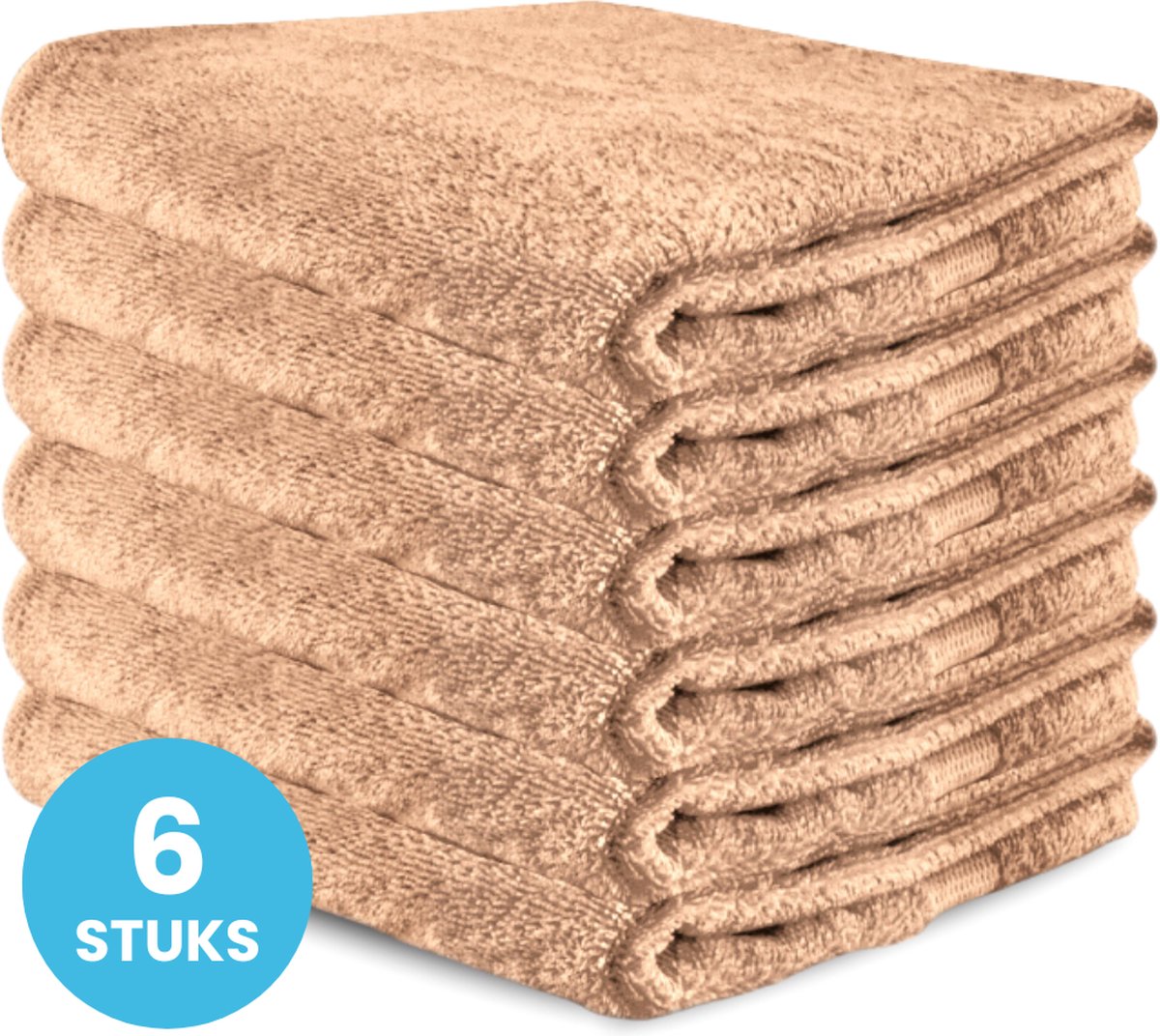 Funnies Handdoeken 6 Stuks Taupe licht - Set van 6 Luxe Badhanddoeken - 70 x 140 cm - Hoogwaardig 100% Katoen - 500 gram/m² Dikke, Zachte en Sneldrogende Handdoek - Ideaal voor Badkamer, Sport, Sauna, Zwembad en Vakantie