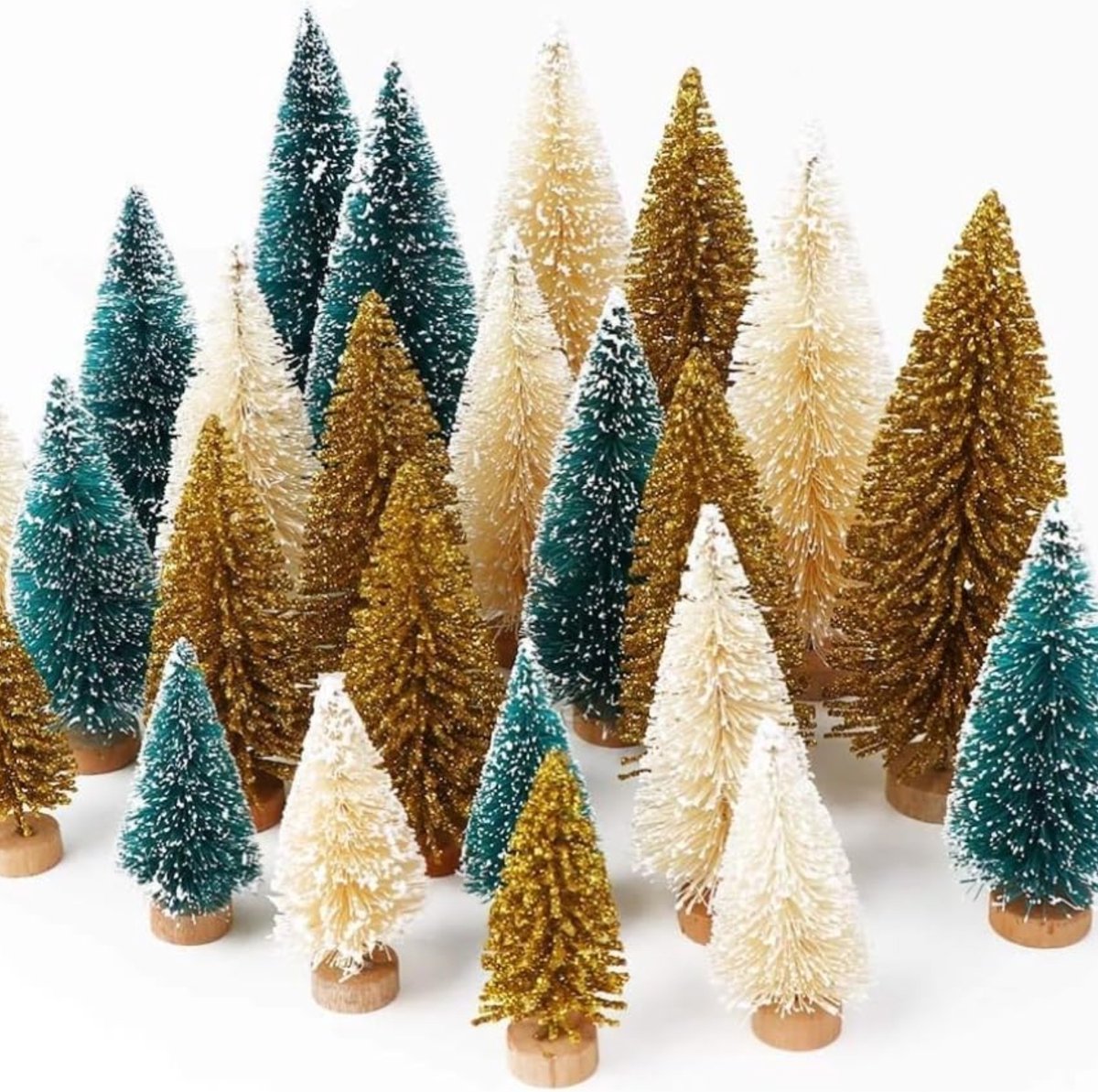 FLOOQ Mini Kerstboom 24 stuks - Miniatuur Kerstboompjes - Kerstversiering - Kerstdecoratie Voor Binnen - Kleine Kerstbomen - Kerst Cadeau