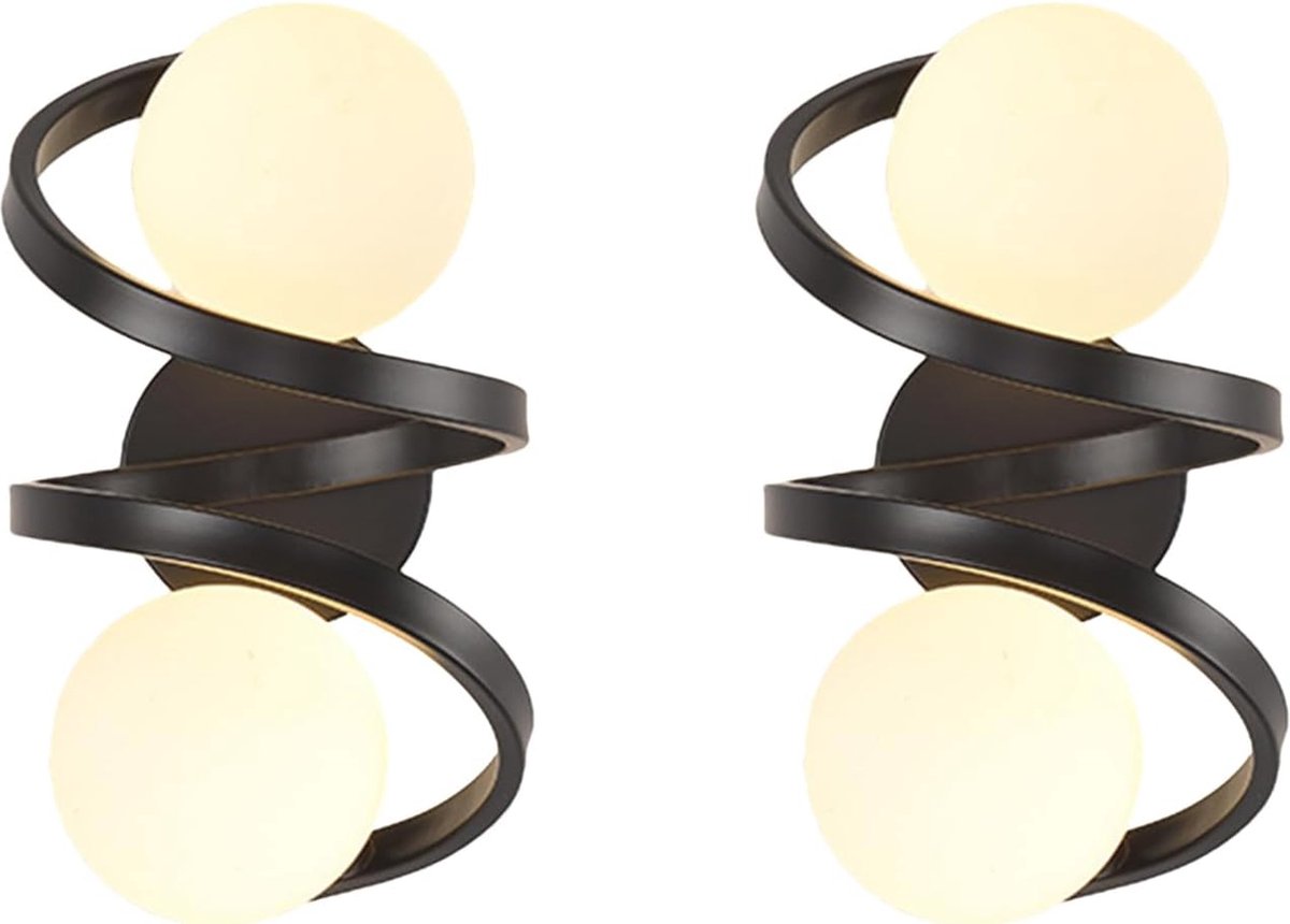 Set van 2 LED Wandlampen - Moderne Glazen Ballenlampen voor Interieur - Art Deco Vintage Wandverlichting