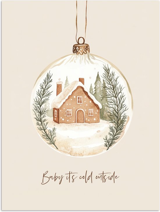 Poster 60x80 cm - Quote - Winter - Kerst - Beige - Kerstbal - Posters - Kamer decoratie - Wanddecoratie woonkamer - Kerstdecoratie voor binnen - Kerstversiering - Kerstmis versiering in huis - Kerstaccessoires