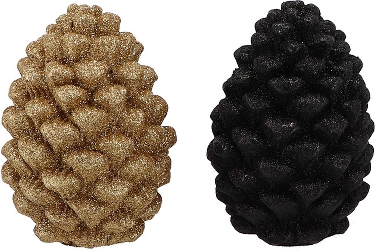 Daan Kromhout - Dennenappel - Set/2 - Goud en Zwart - 7x7x10cm