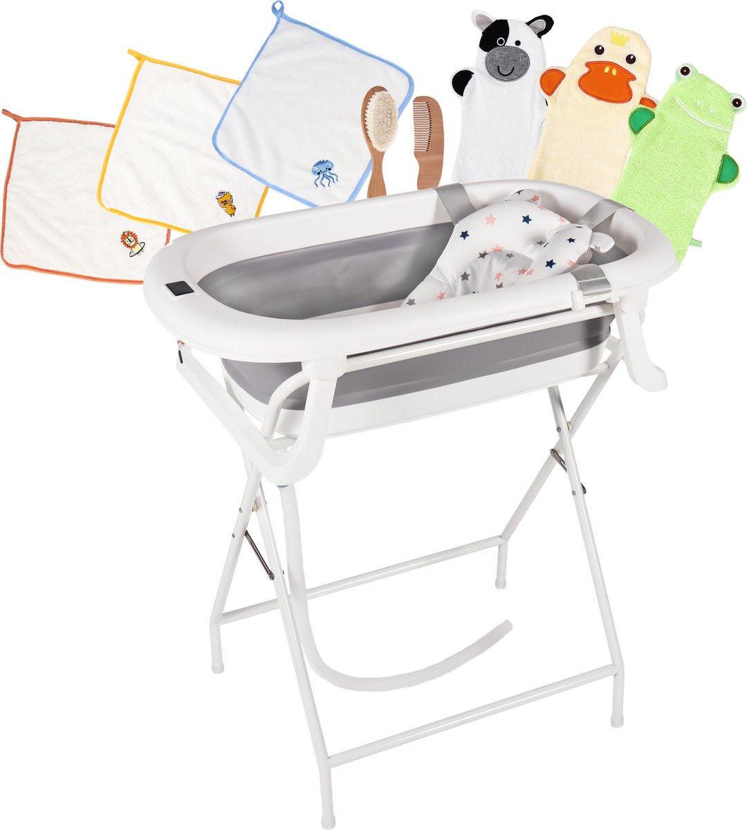 Goedkoopste BimbelBoo - Baby Badset met Thermometer - Inclusief alle benodigdheden - Babybadje - Baby Badje - Babybad - Baby Bad - Kinderbad
