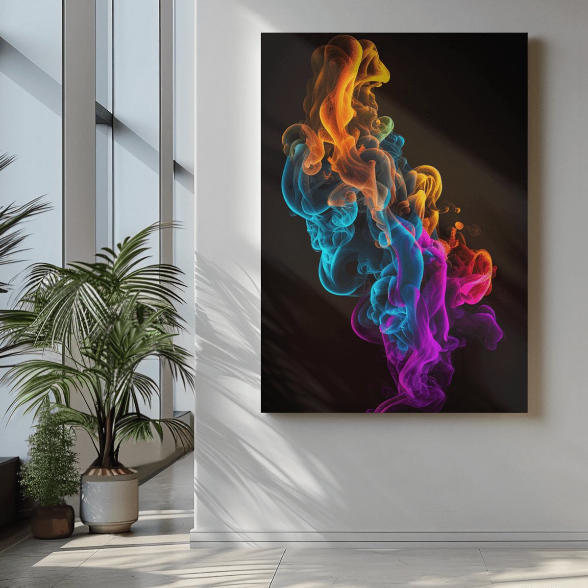 Trendex Global Canvas Schilderij - Abstract - Kleurrijke Rook - 90x60x2 cm