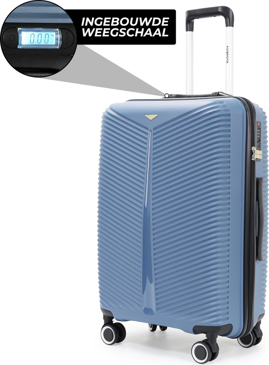 Fourota Middelgrote Koffer met Weegschaal – Voorkom Overbagage – TSA Slot – Lichtgewicht – 360° Wielen – 24 inch – IJSblauw