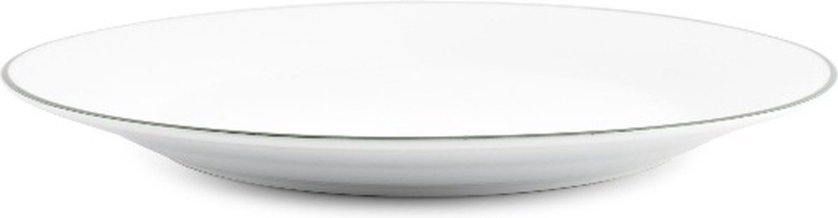 BonBistro Plat bord 24cm green rim Basic White (Set van 6)