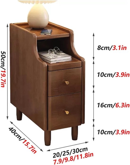 VOUNOT Bedside Table Set of 2, Narrow Side Table with 2 Open VOUNOT Bedside Table Set of 2, Narrow Side Table with 2 Open