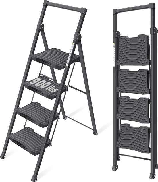 SONGMICS Trapladder met 5 treden, inklapbaar, ladder