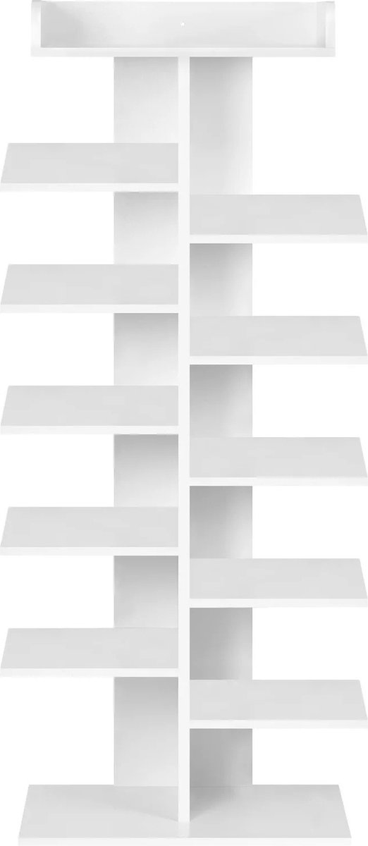 Roxana® Schoenenkast - 12-tier - Wit - Organizer - Hout - Modern - 49,5x30x113,5 Cm - Modern