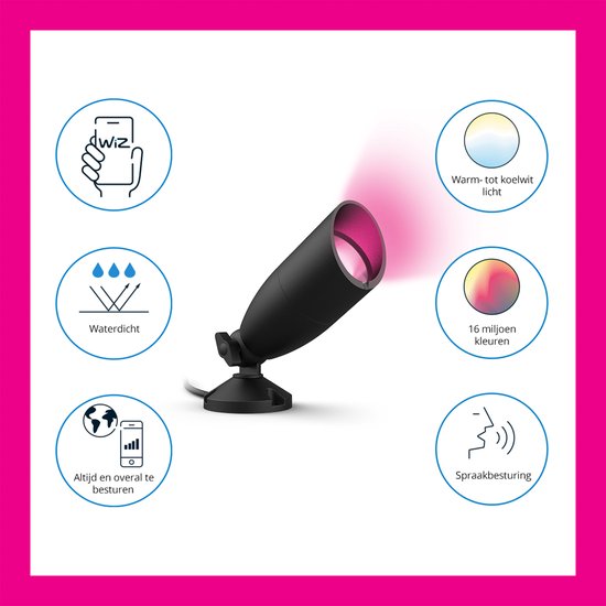 WiZ Outdoor Ground Spot Zwart - Kit d'extension - Smart LED- Siècle des Lumières - Lumière colorée et Wit - 12V