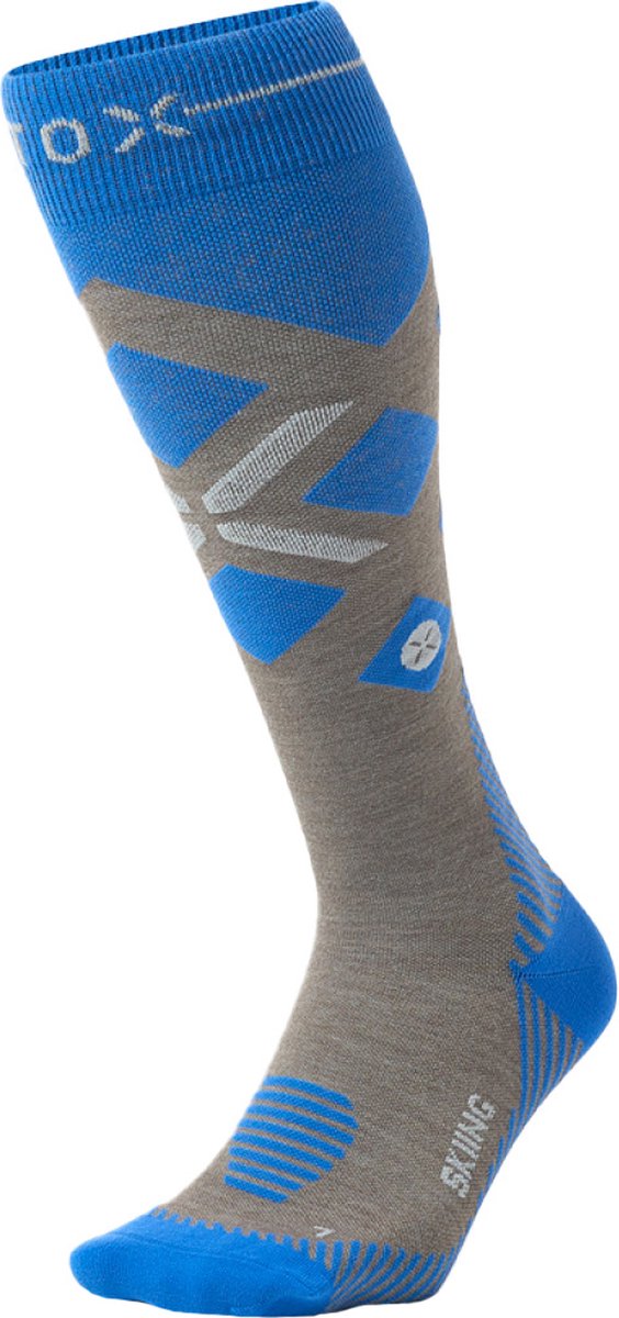 STOX Energy Socks Skisokken Dames Compressiekousen Merino Wol Sokken Ski & Snowboard Compressie Sokken : 36-38 1 Paar Taupe / Cobalt