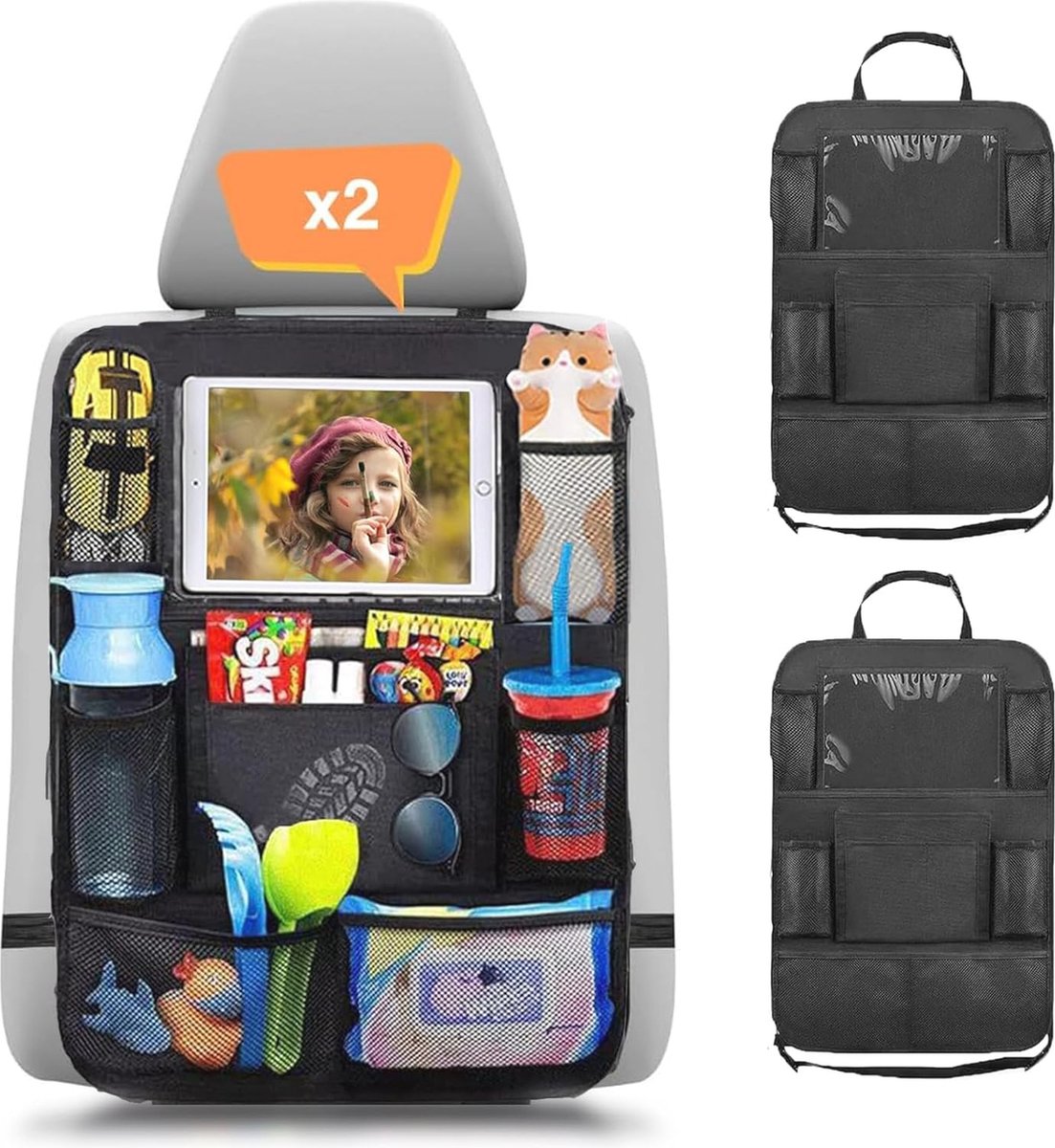 Image of 2 Stuks Autostoelorganizer voor Kinderen - Waterdichte Achterbank Organizer met 10 Inch Tablettas voor Speelgoed en Snacks
