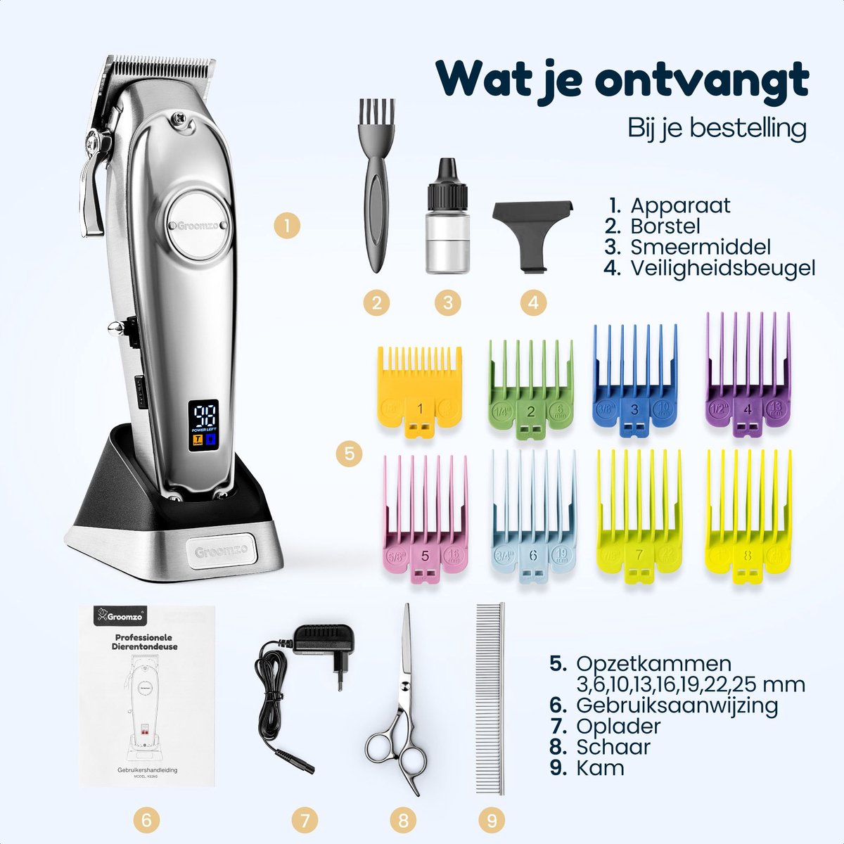 Groomzo hondentondeuse dikke vacht draadloos thumbnail 5
