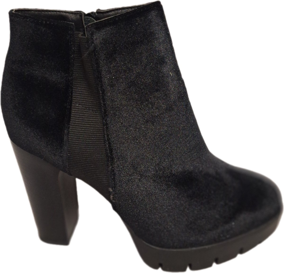 LUCKYSHOES HIGH HEEL CHELSEA BOOTS-SUEDELOOK- HAK PLATEAU