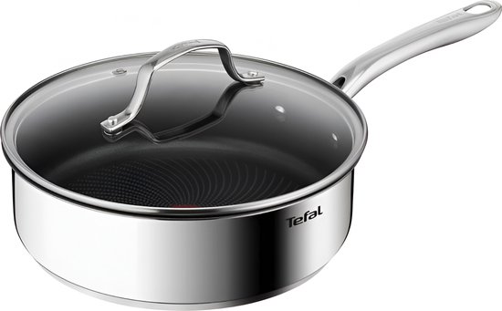 Tefal Infinite Hapjespan - 24cm - Geschikt voor alle warmtebronnen - Inclusief glazen deksel - RVS - PFOA Vrij